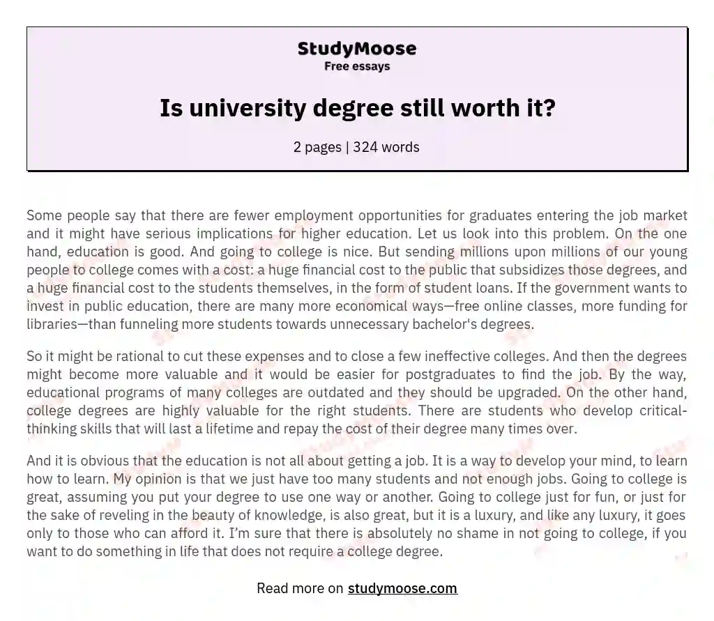 Is university degree still worth it? essay