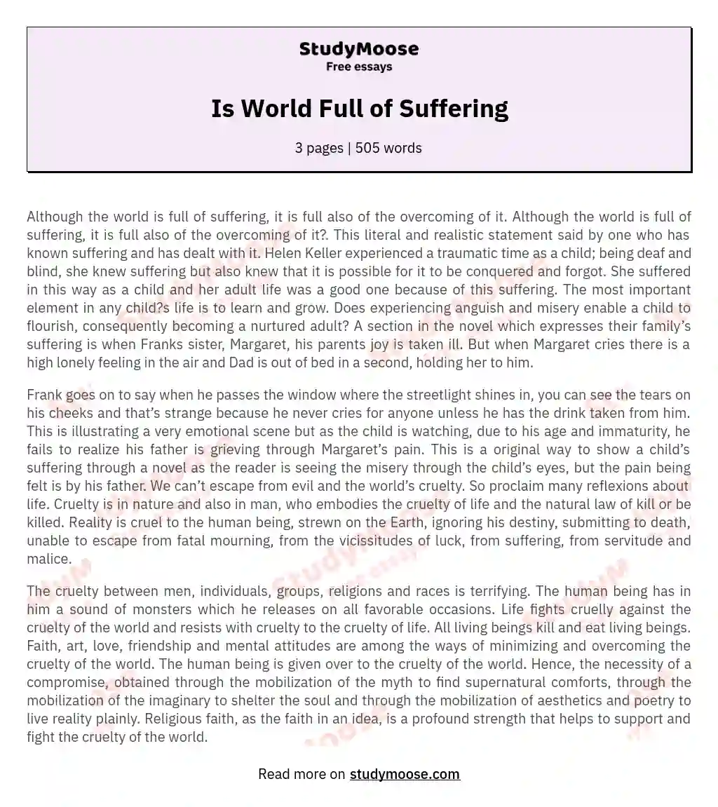 Is World Full of Suffering essay