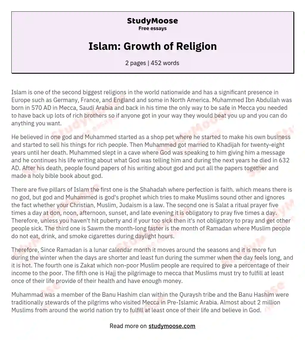 Islam: Growth of Religion essay