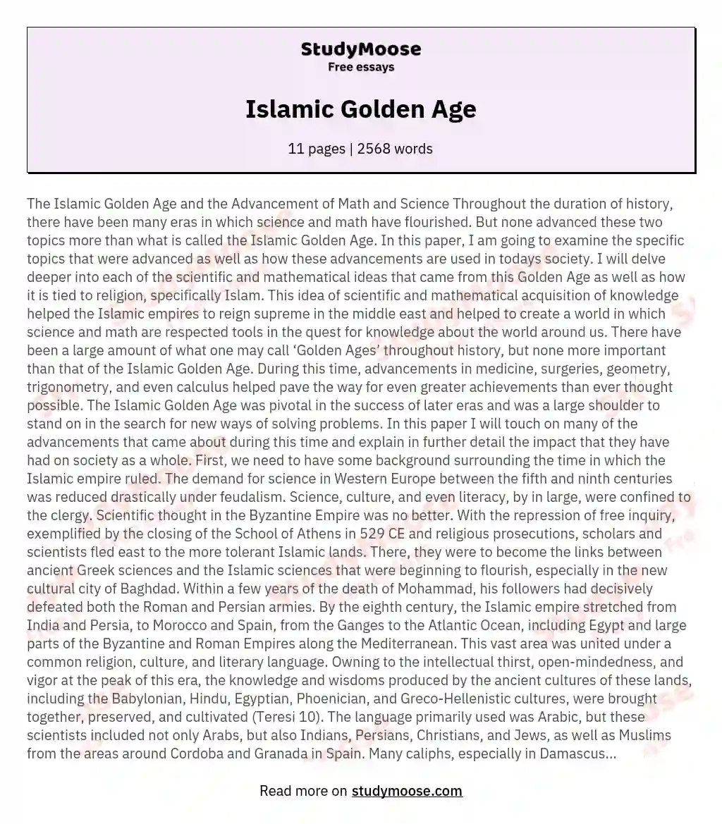 Islamic Golden Age essay