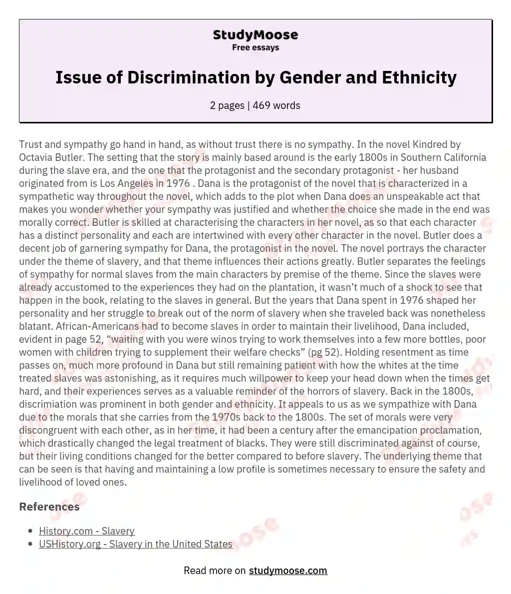 Issue of Discrimination by Gender and Ethnicity essay