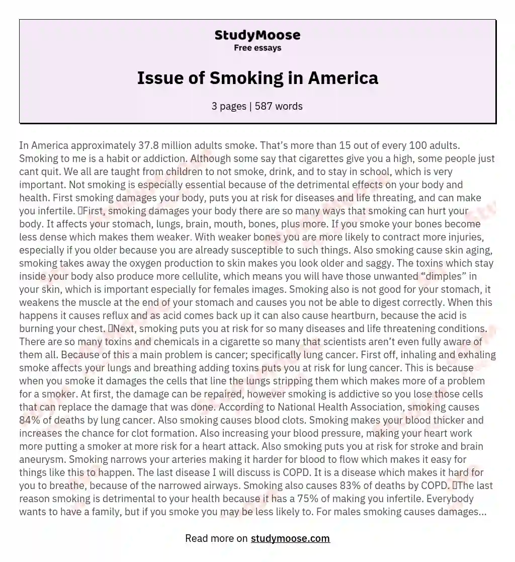 Issue of Smoking in America
