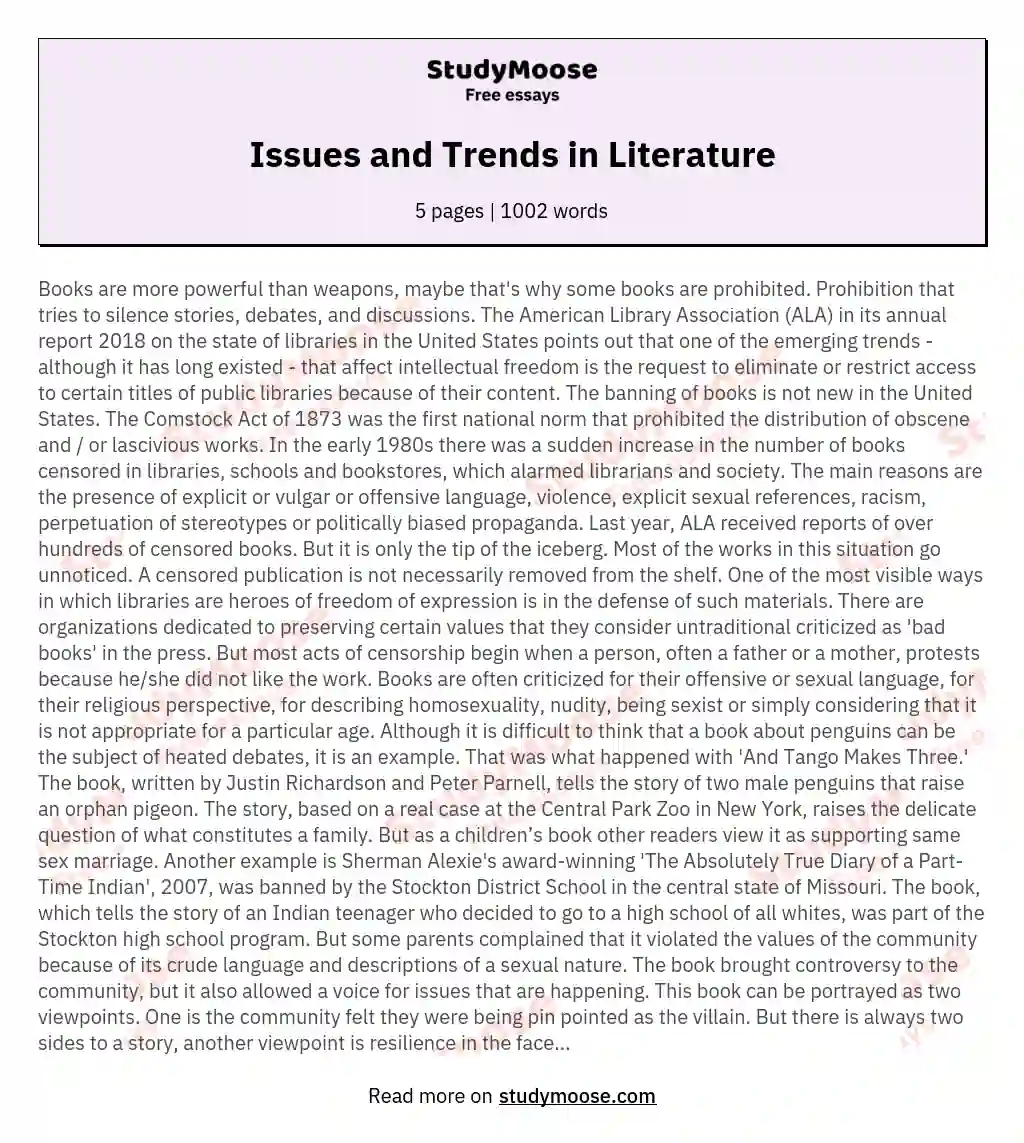 Issues and Trends in Literature essay