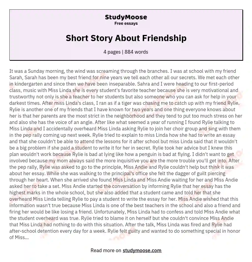 essay short story about friendship