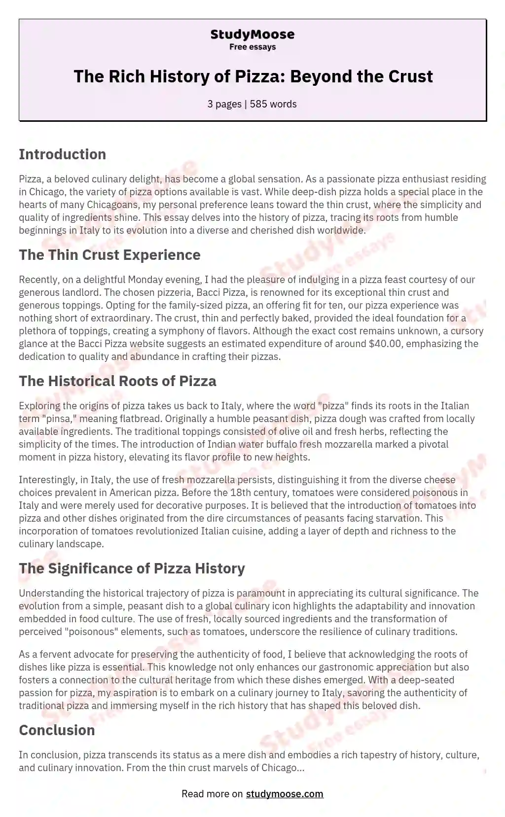 History of Pizza