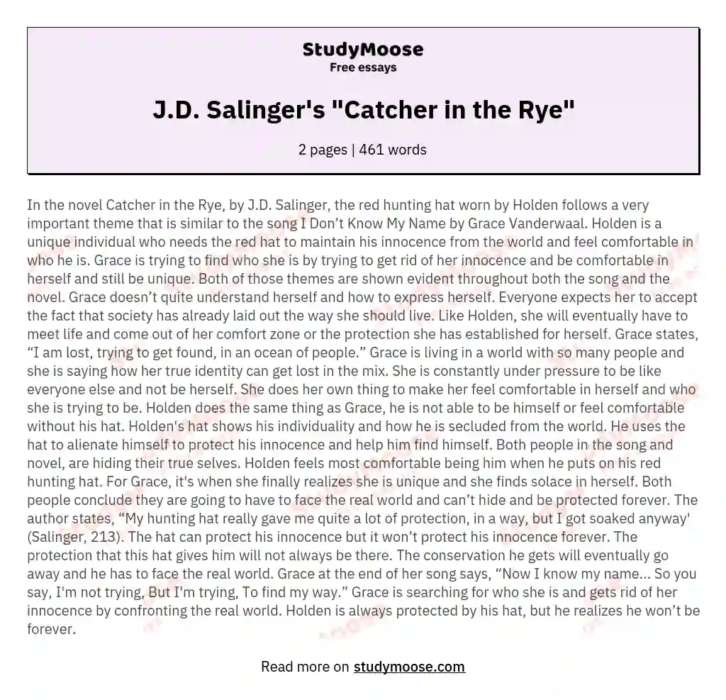 J.D. Salinger's "Catcher in the Rye" essay