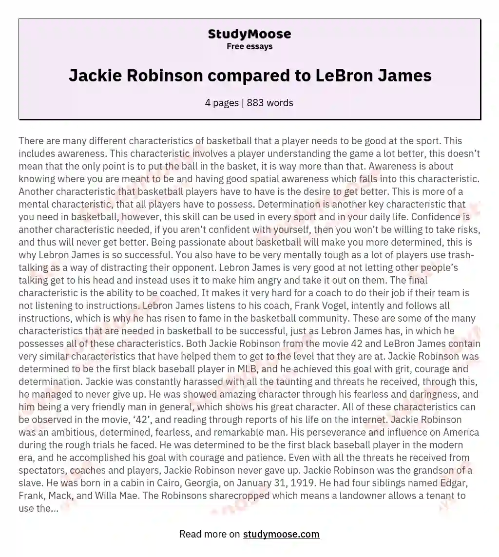 Jackie Robinson compared to LeBron James