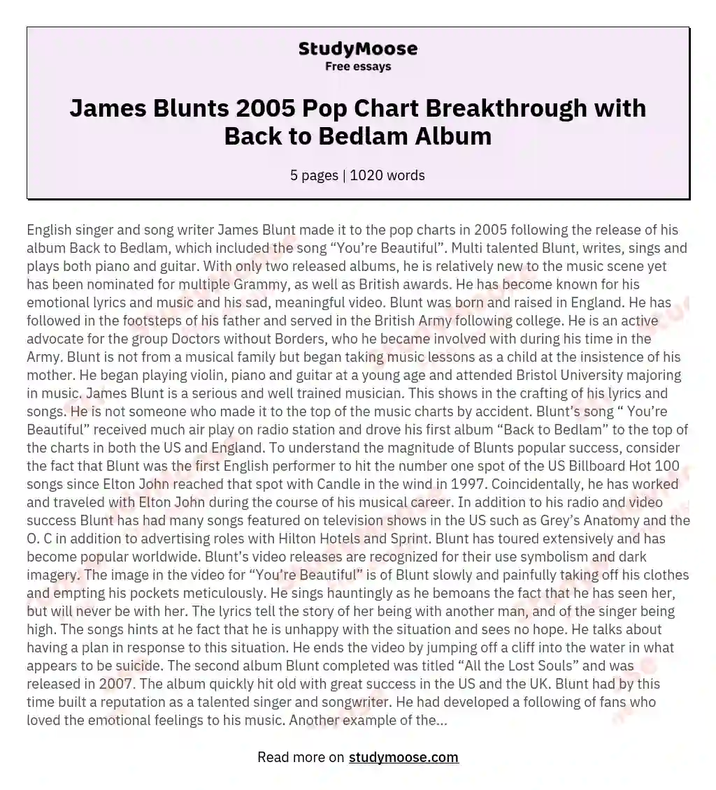 James Blunt – Monsters Lyrics