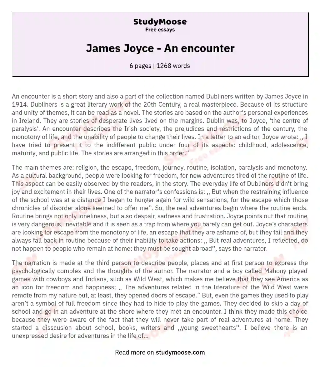 Dublin's Complex Realities in Joyce's 'An Encounter' essay