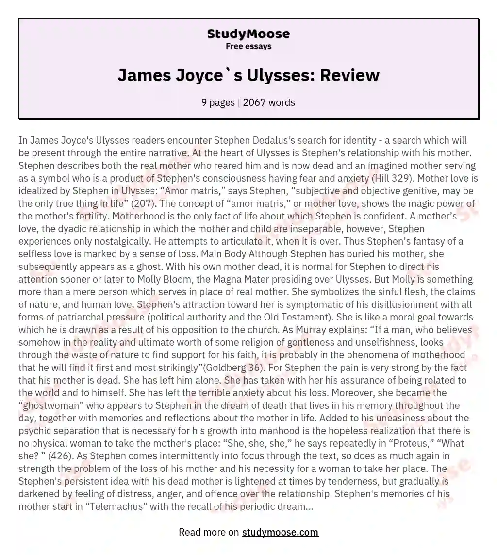 James Joyce`s Ulysses: Review