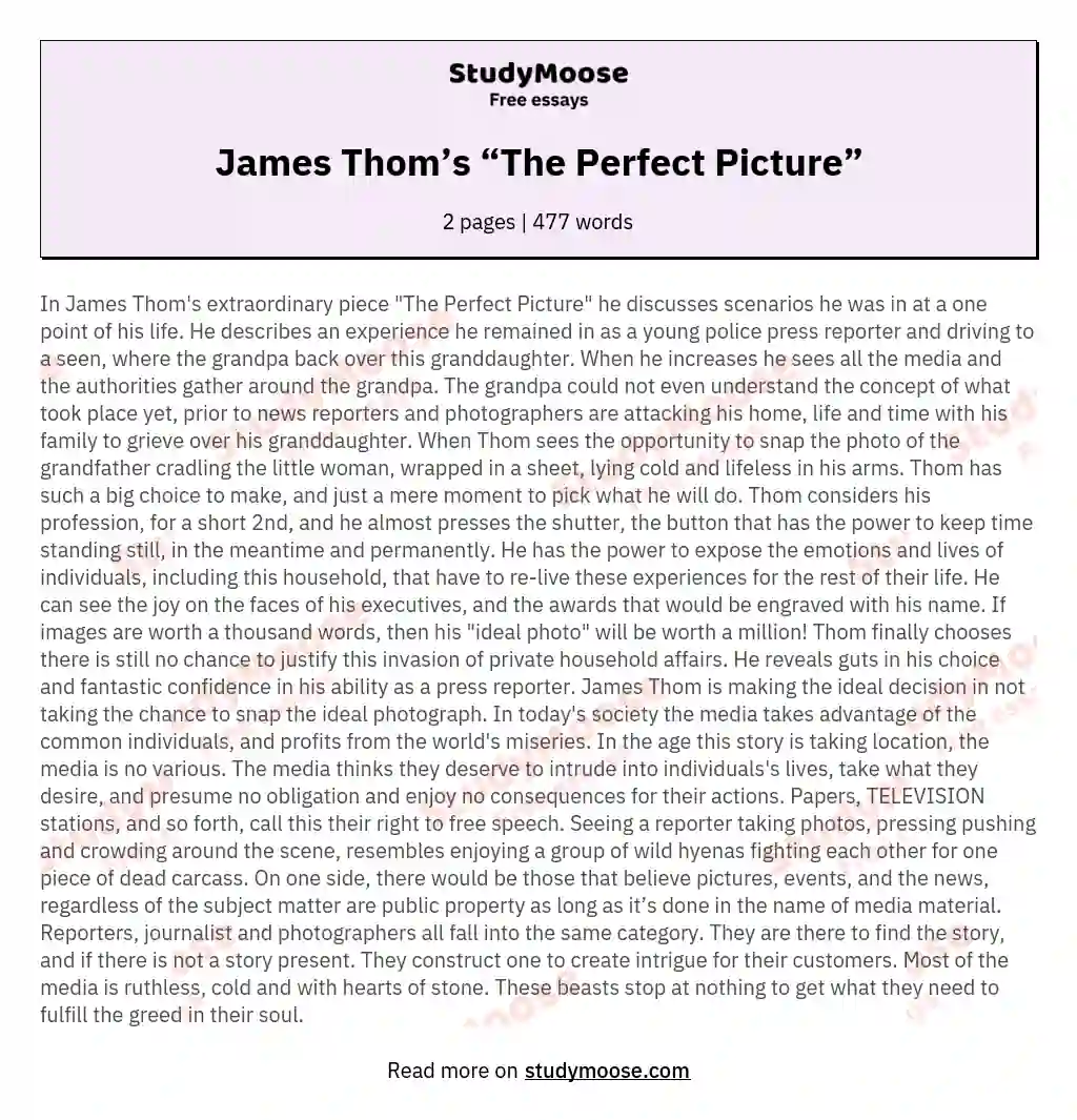 James Thom’s “The Perfect Picture” essay