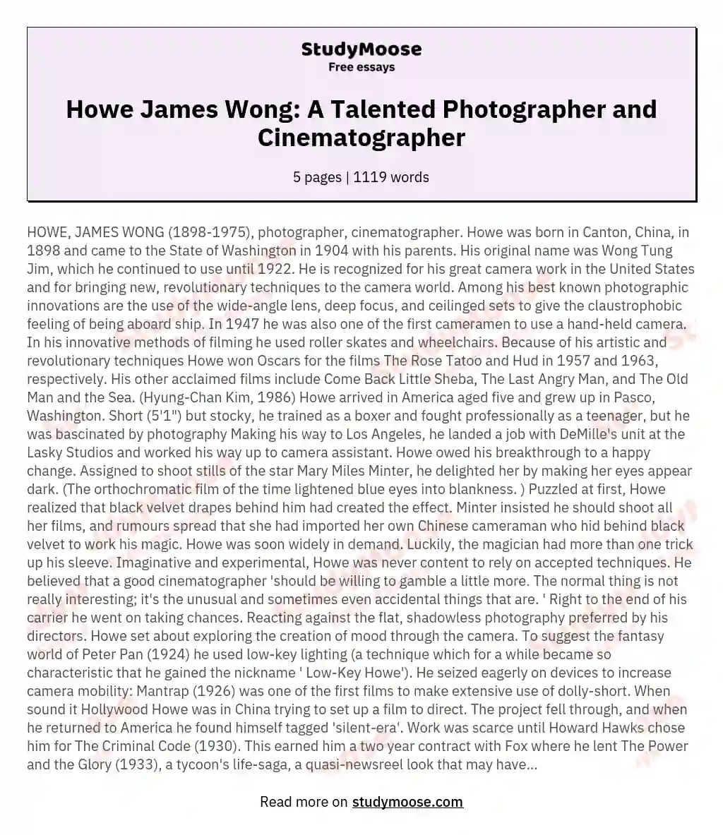James Wong Howe