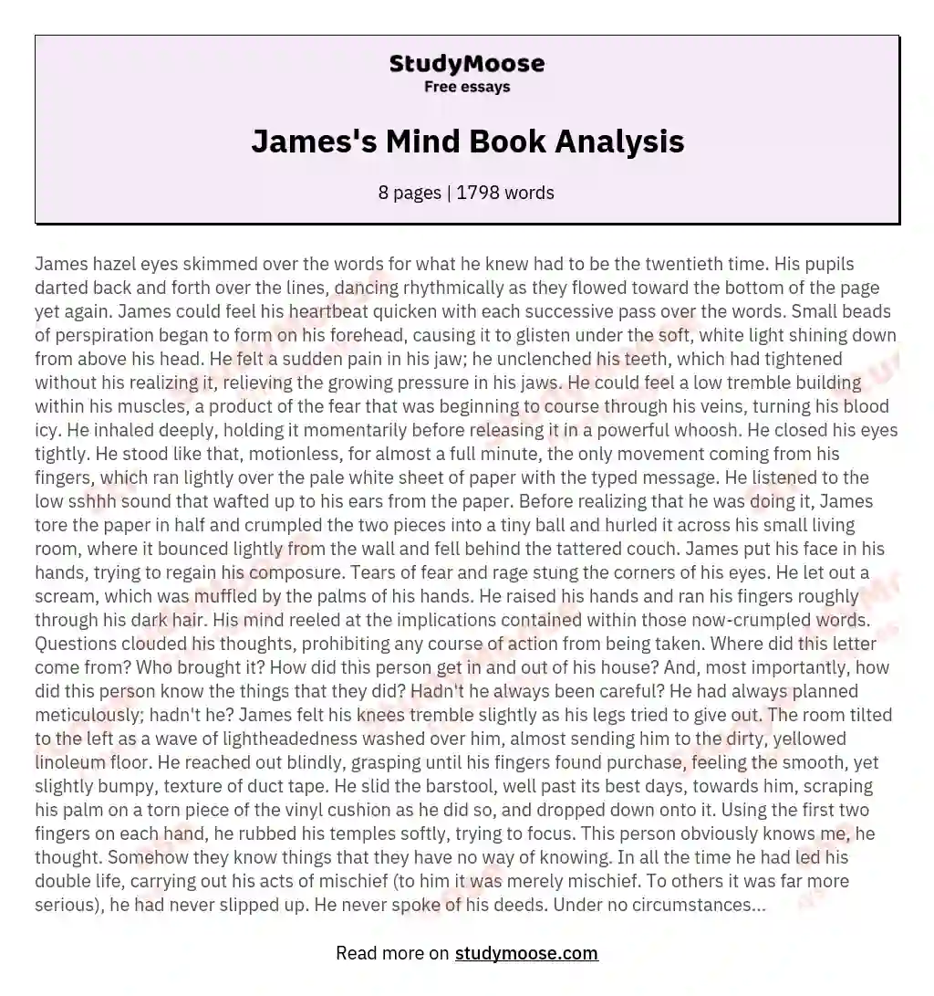 James's Mind Book Analysis essay