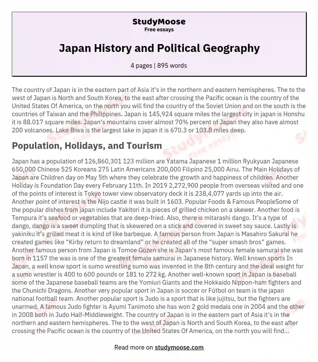 Japan History and Political Geography