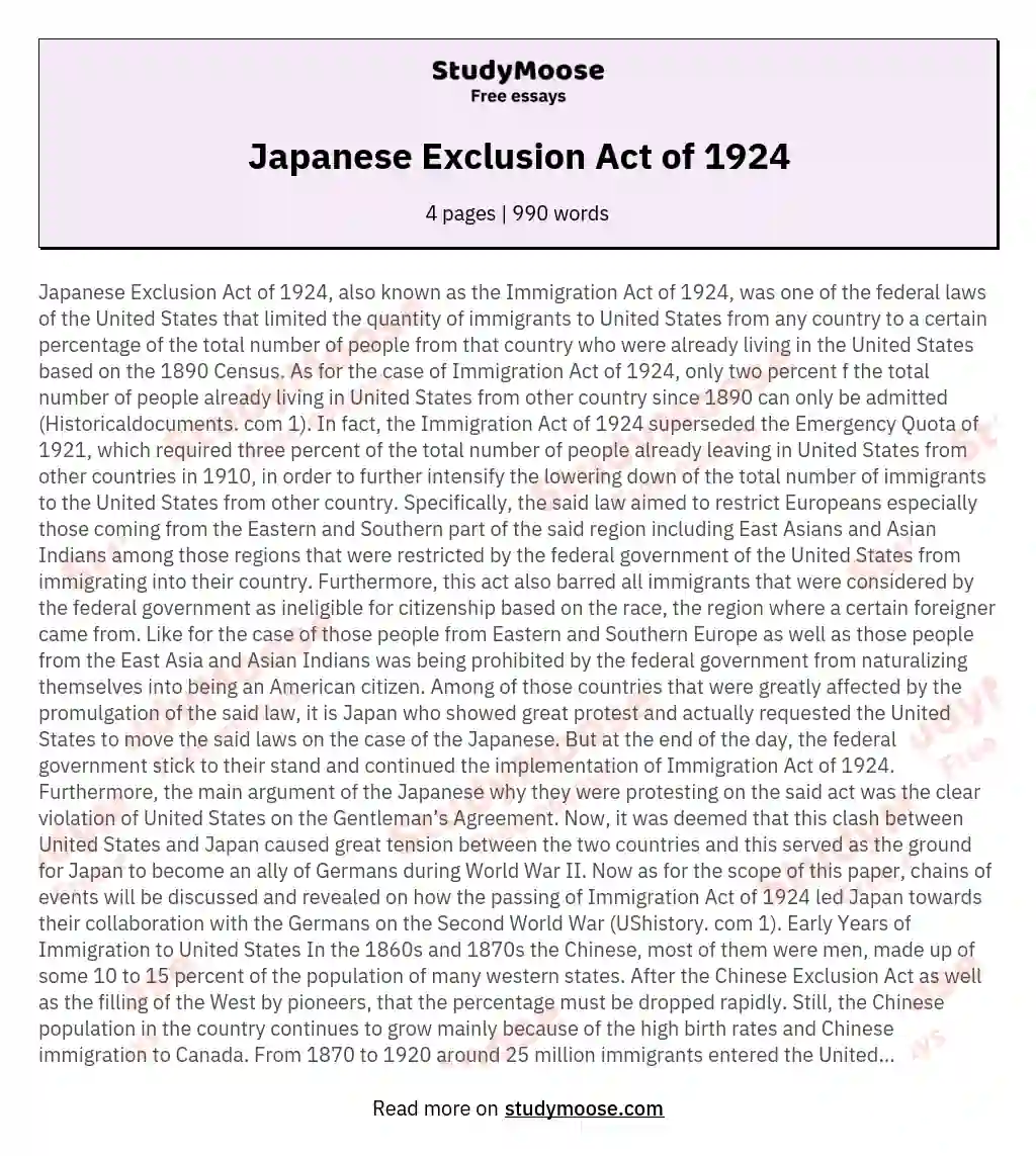 Japanese Exclusion Act of 1924