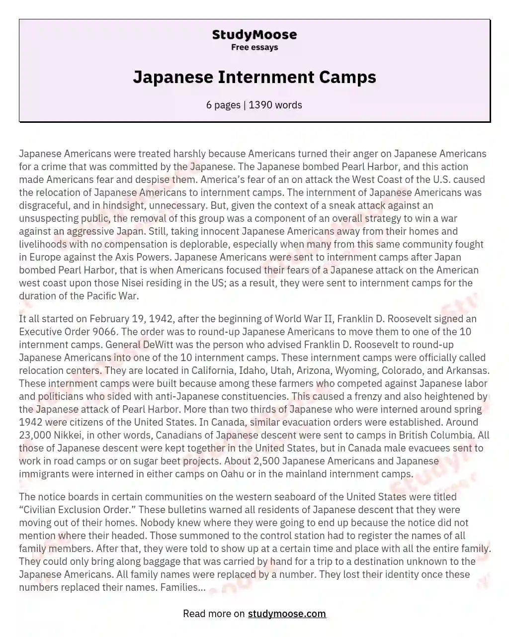 Japanese Internment Camps