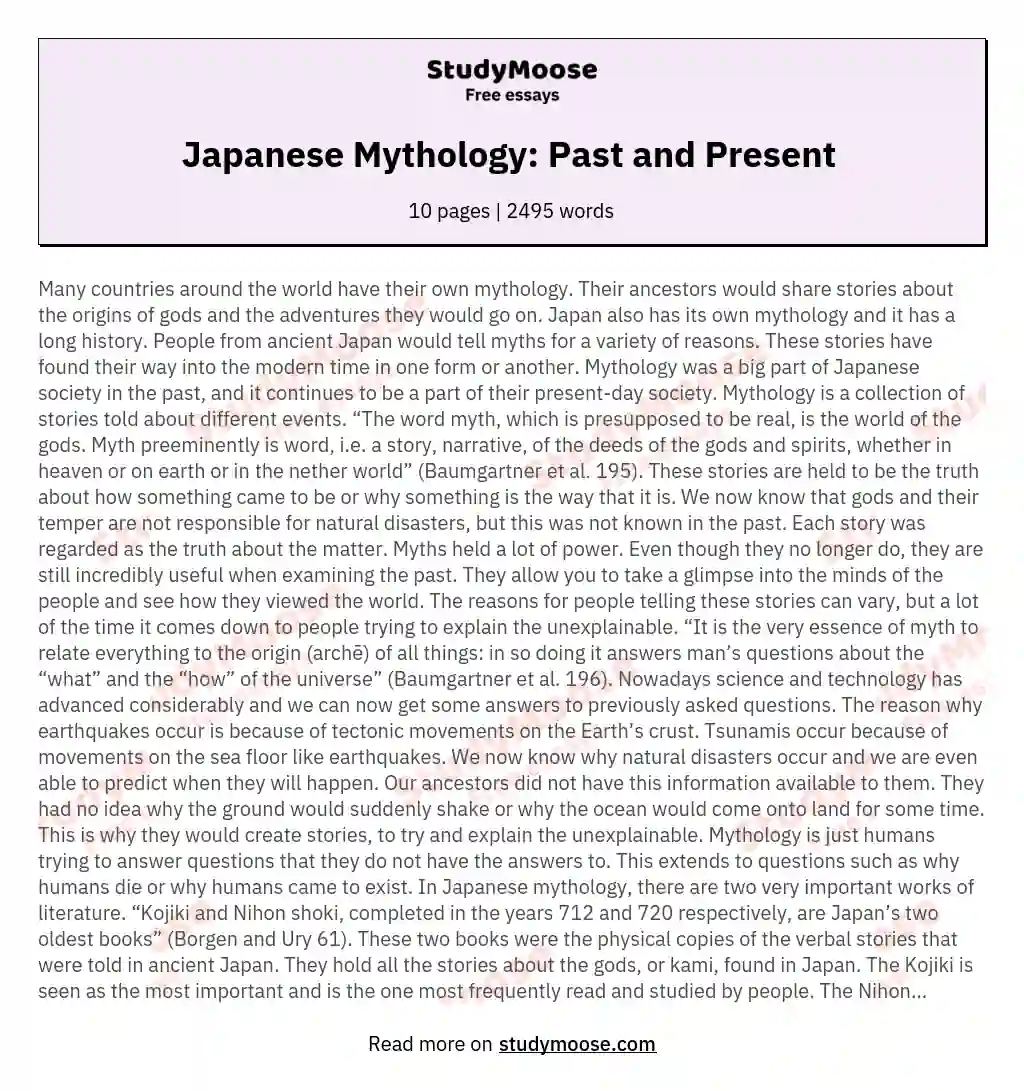 Japanese Mythology: Past and Present 