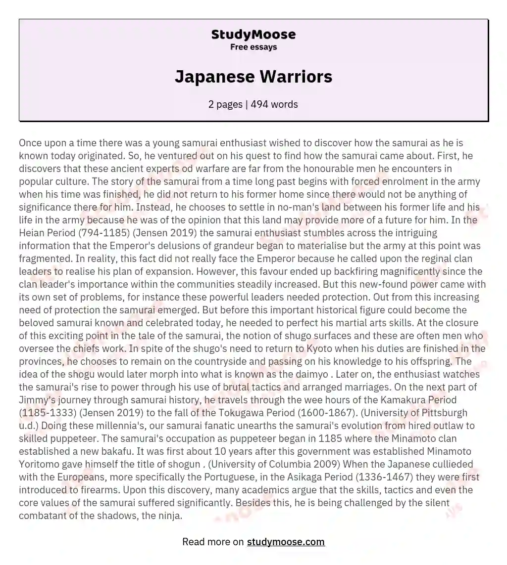Japanese Warriors essay