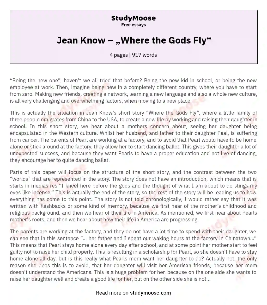 Jean Know – „Where the Gods Fly“ essay