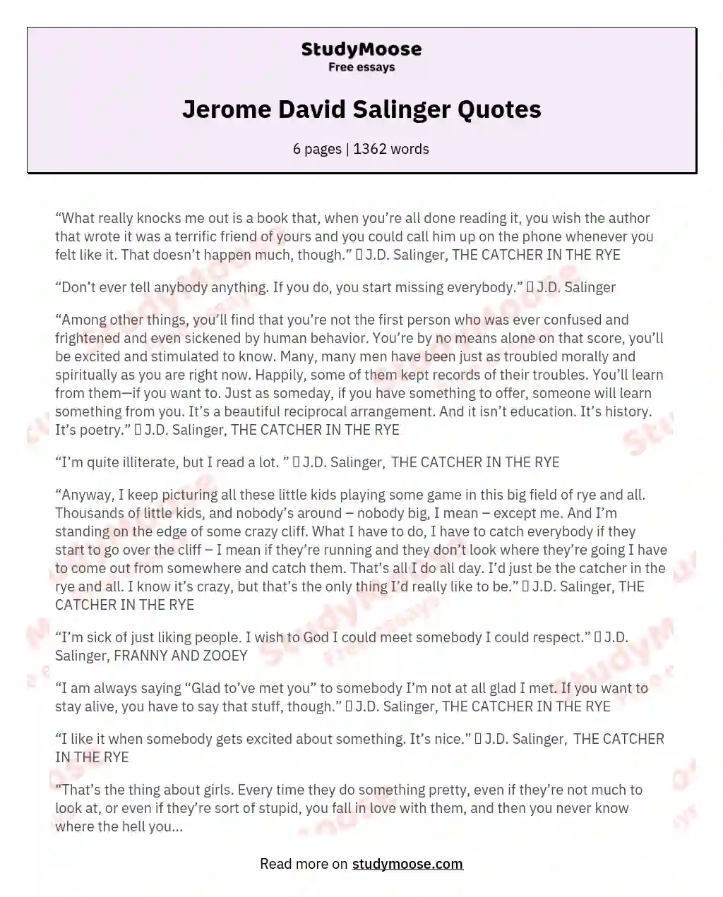 Jerome David Salinger Quotes