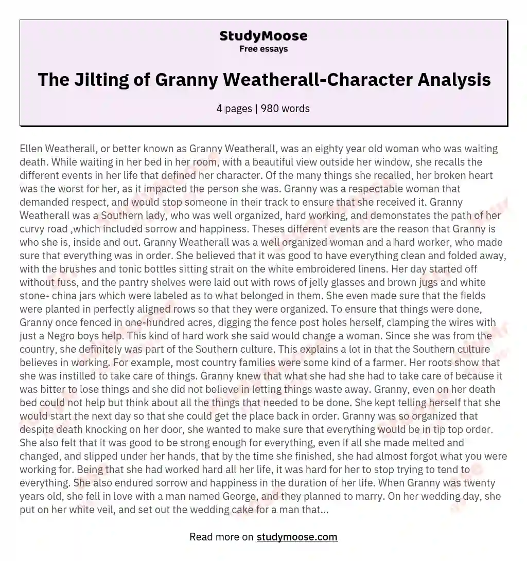 granny weatherall character analysis