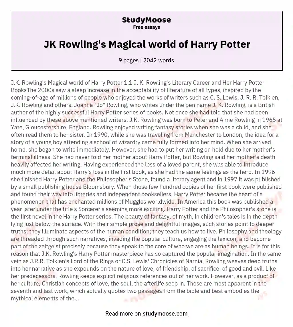 JK Rowling's Magical world of Harry Potter