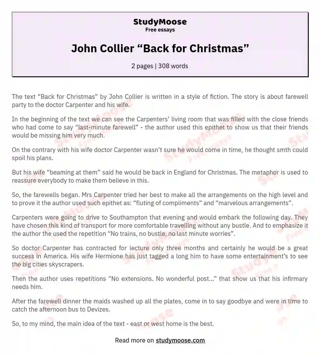 John Collier “Back for Christmas”