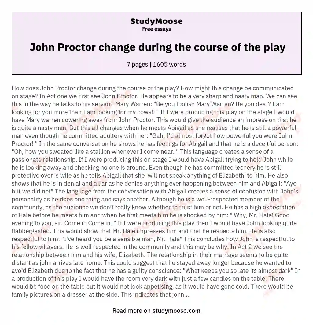 John Proctor change during the course of the play