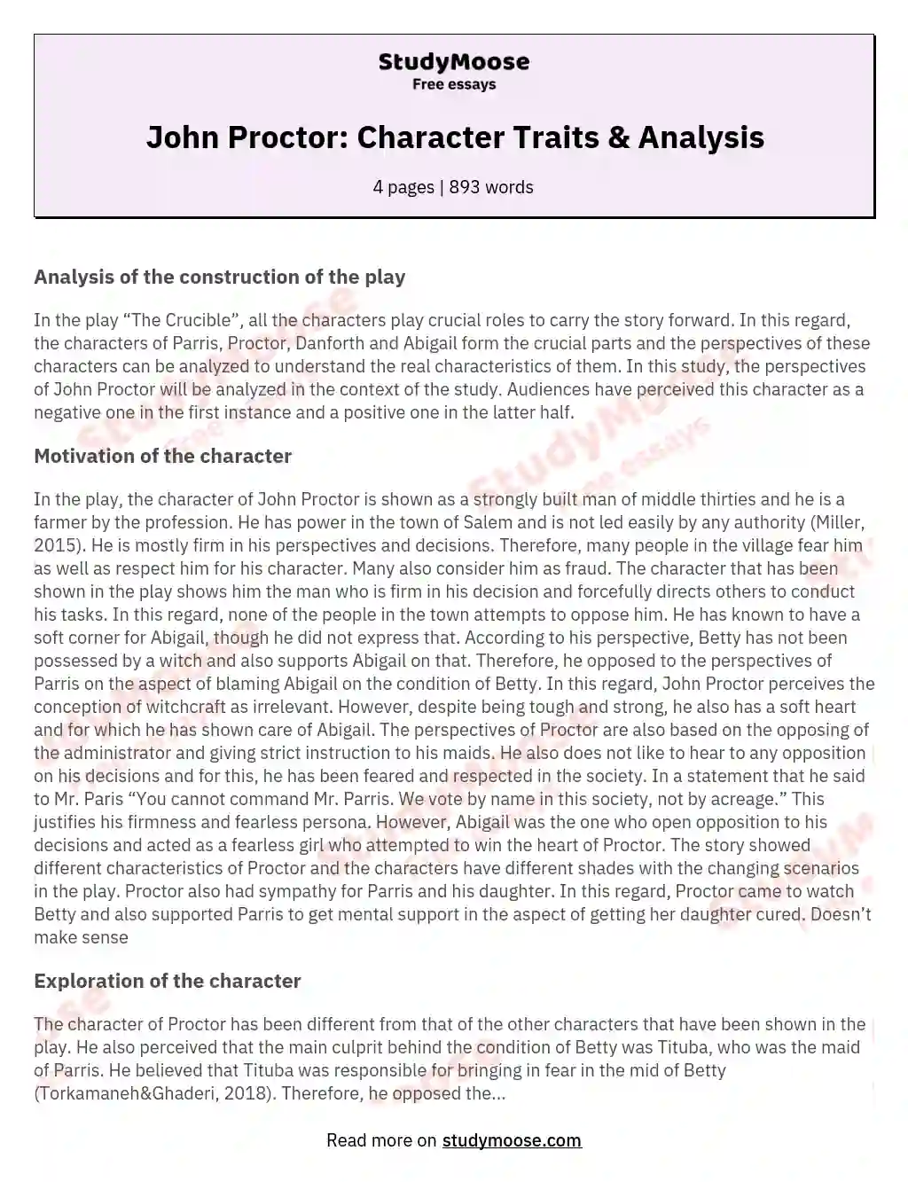 John Proctor: Character Traits & Analysis