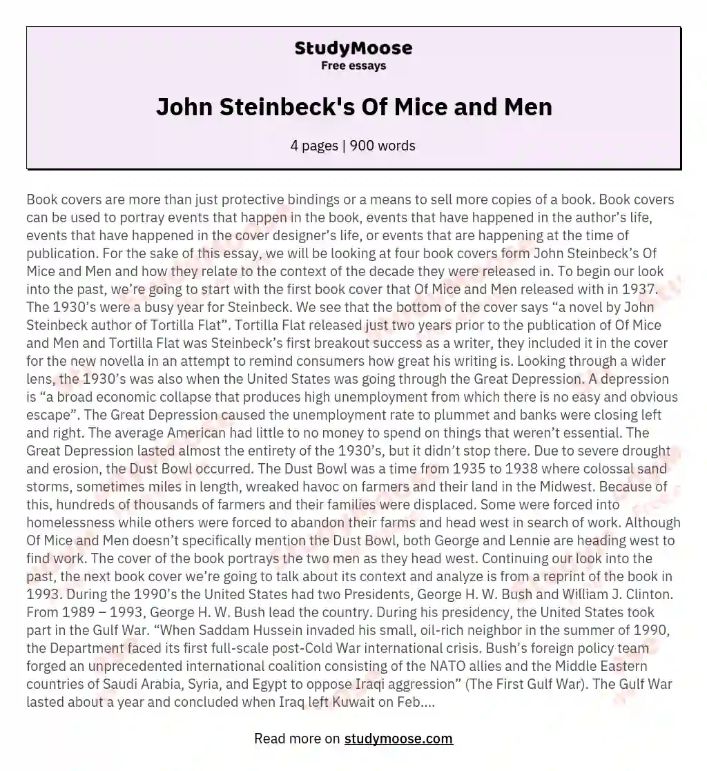 John Steinbeck's Of Mice and Men essay