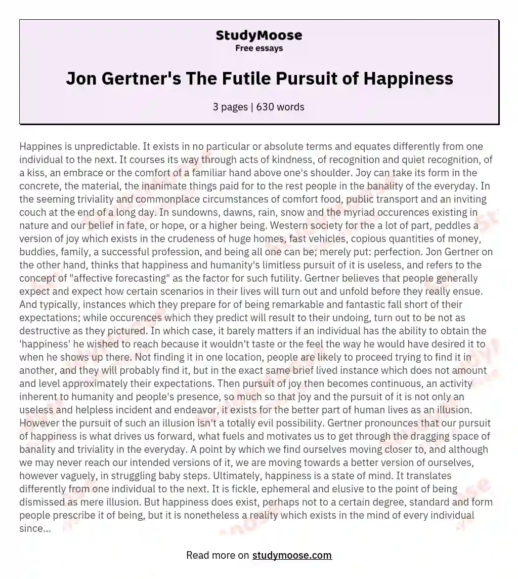 Jon Gertner's The Futile Pursuit of Happiness