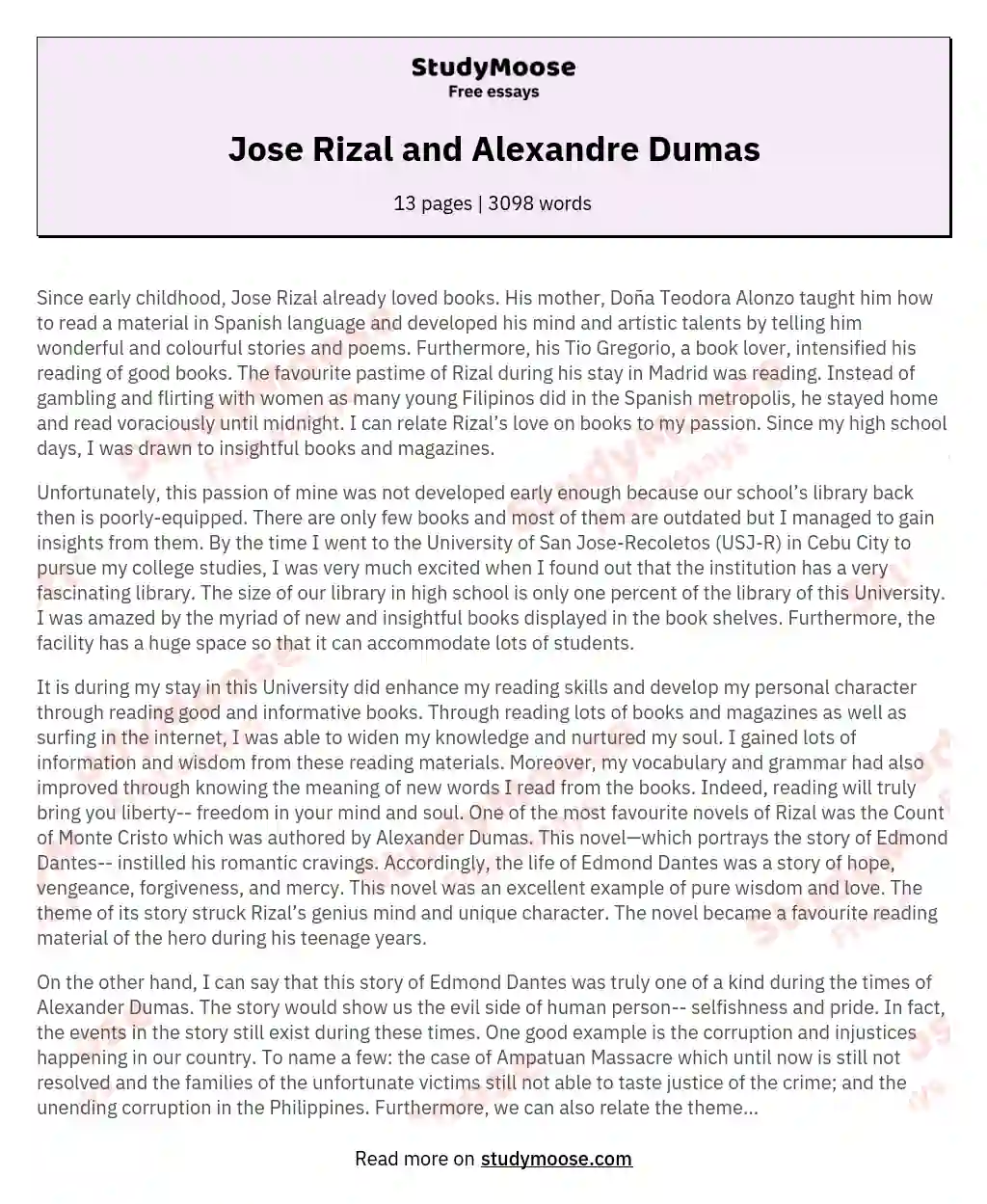 Jose Rizal and Alexandre Dumas