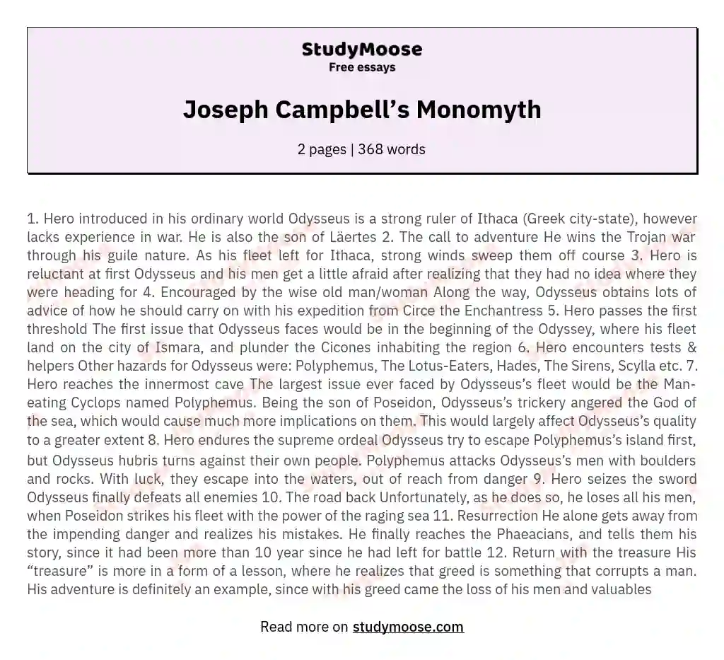 Joseph Campbell’s Monomyth essay