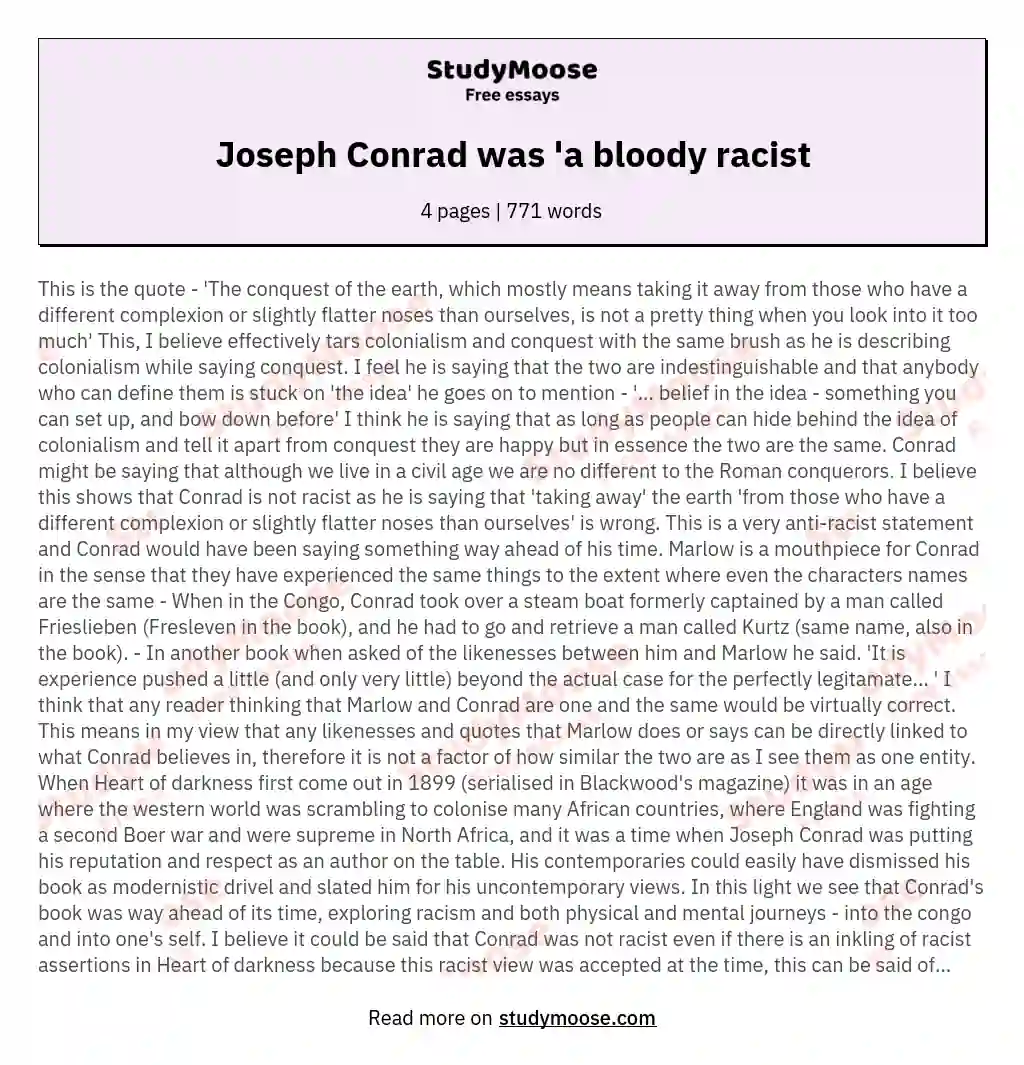 Joseph Conrad was 'a bloody racist