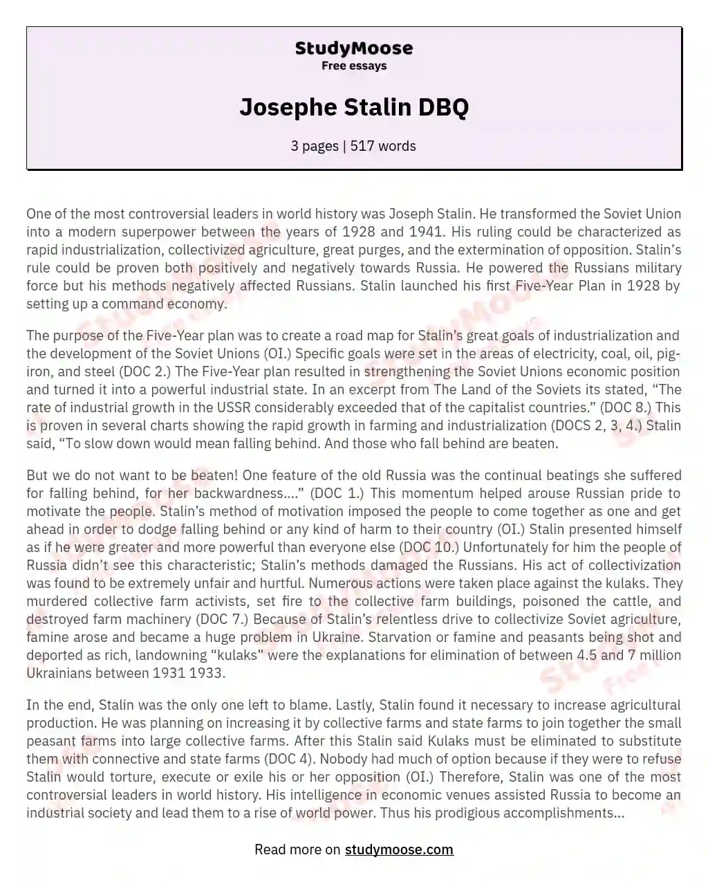 essay on joseph stalin
