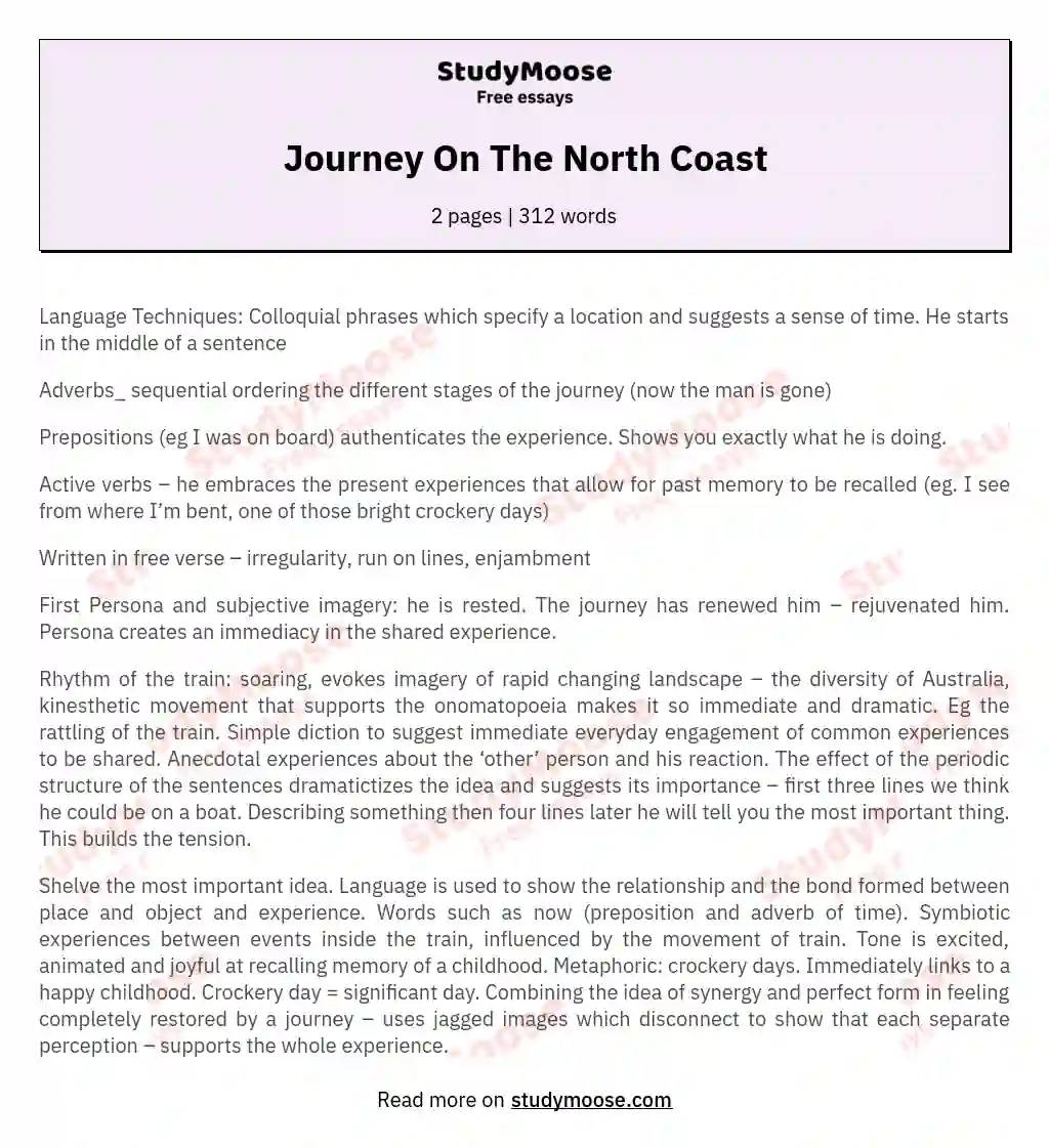 Journey On The North Coast essay