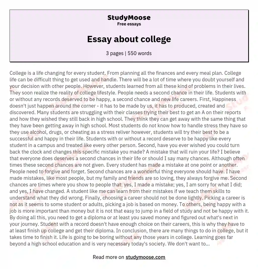 Essay about college essay