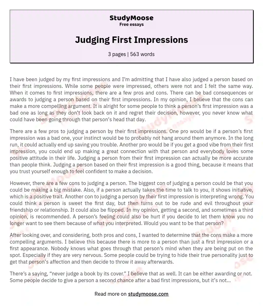 judging people by their appearance essay