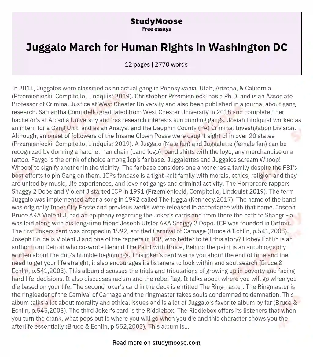 Juggalo March for Human Rights in Washington DC