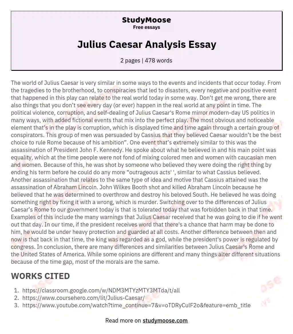 Julius Caesar Analysis Essay essay