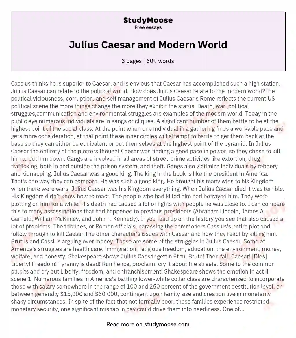 Julius Caesar and Modern World essay