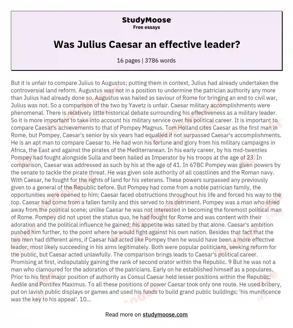Was Julius Caesar an effective leader? essay