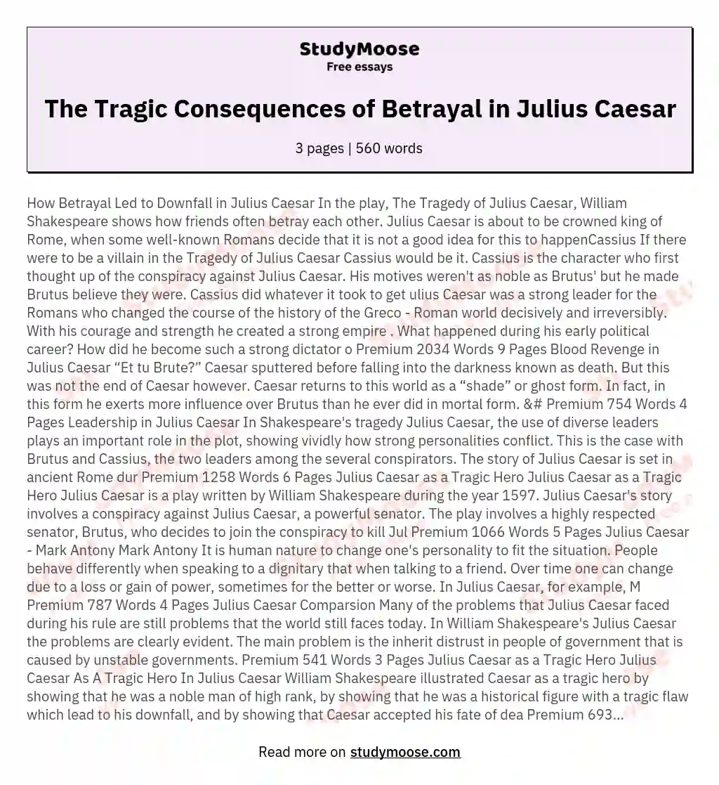 julius caesar tragic hero essay