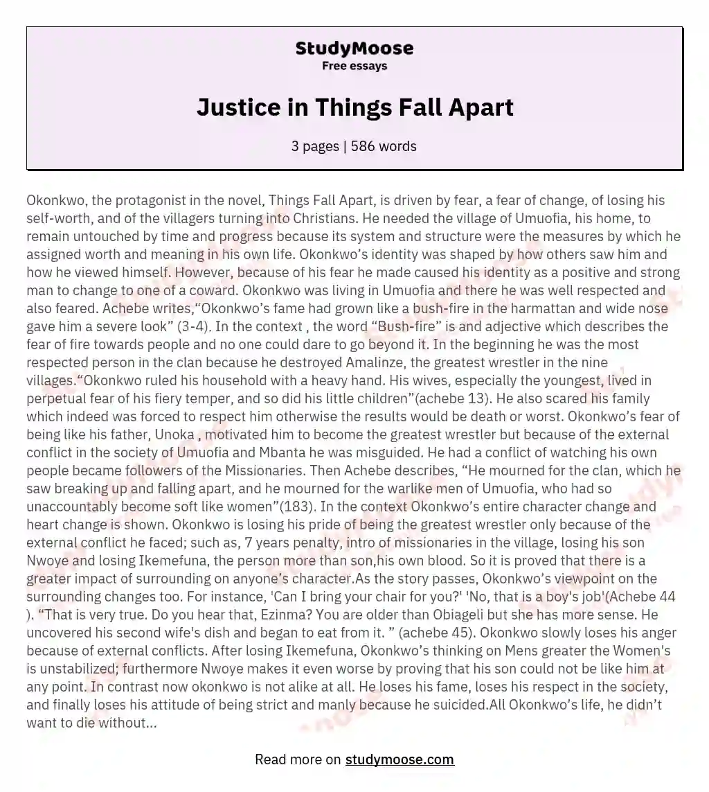 Justice in Things Fall Apart essay