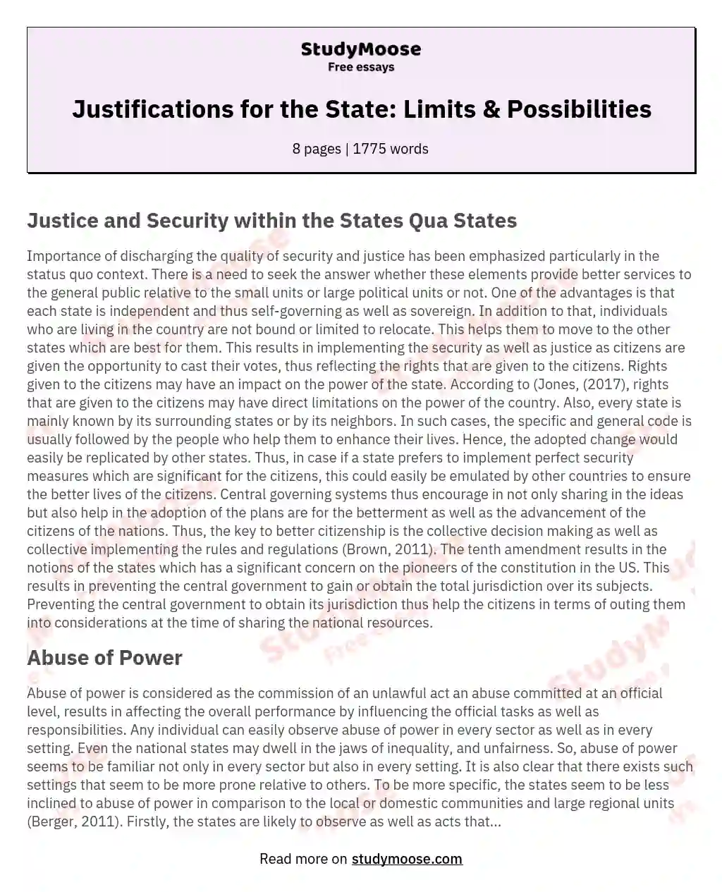 Justifications for the State: Limits & Possibilities