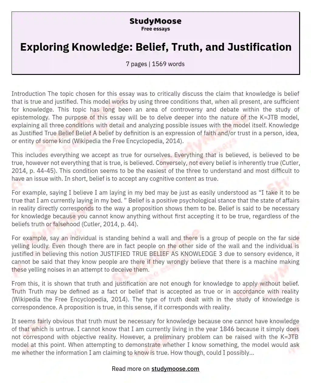 Exploring Knowledge: Belief, Truth, and Justification essay