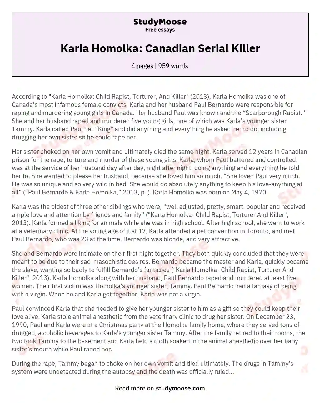 Karla Homolka: Canadian Serial Killer