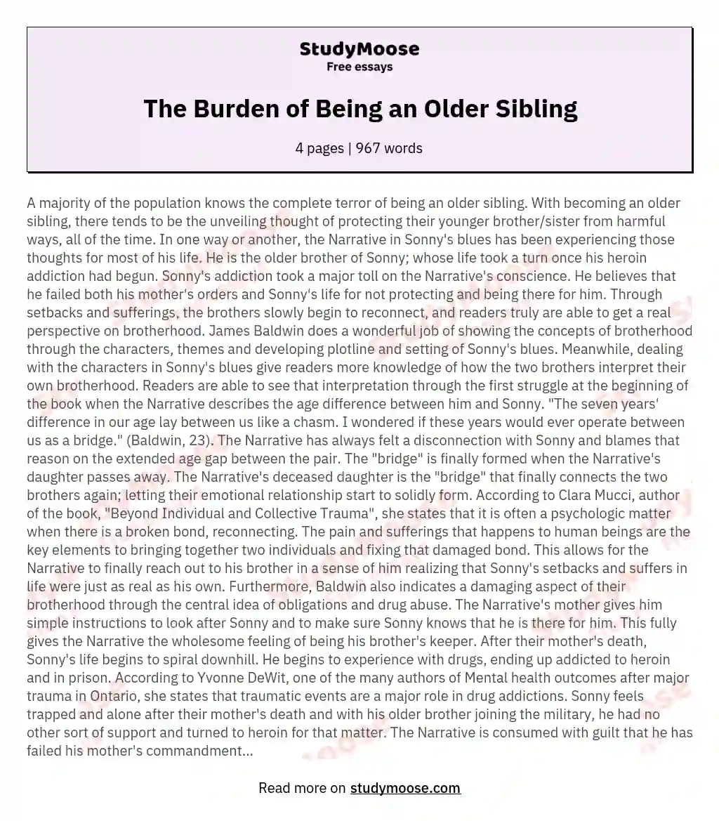 The Burden of Being an Older Sibling essay