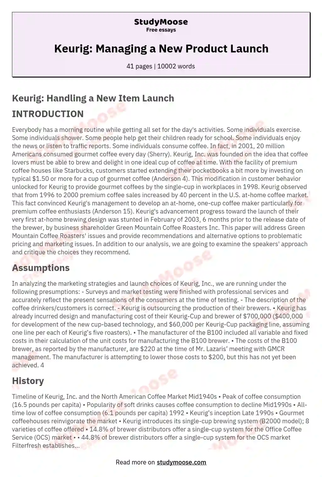 Keurig: Managing a New Product Launch