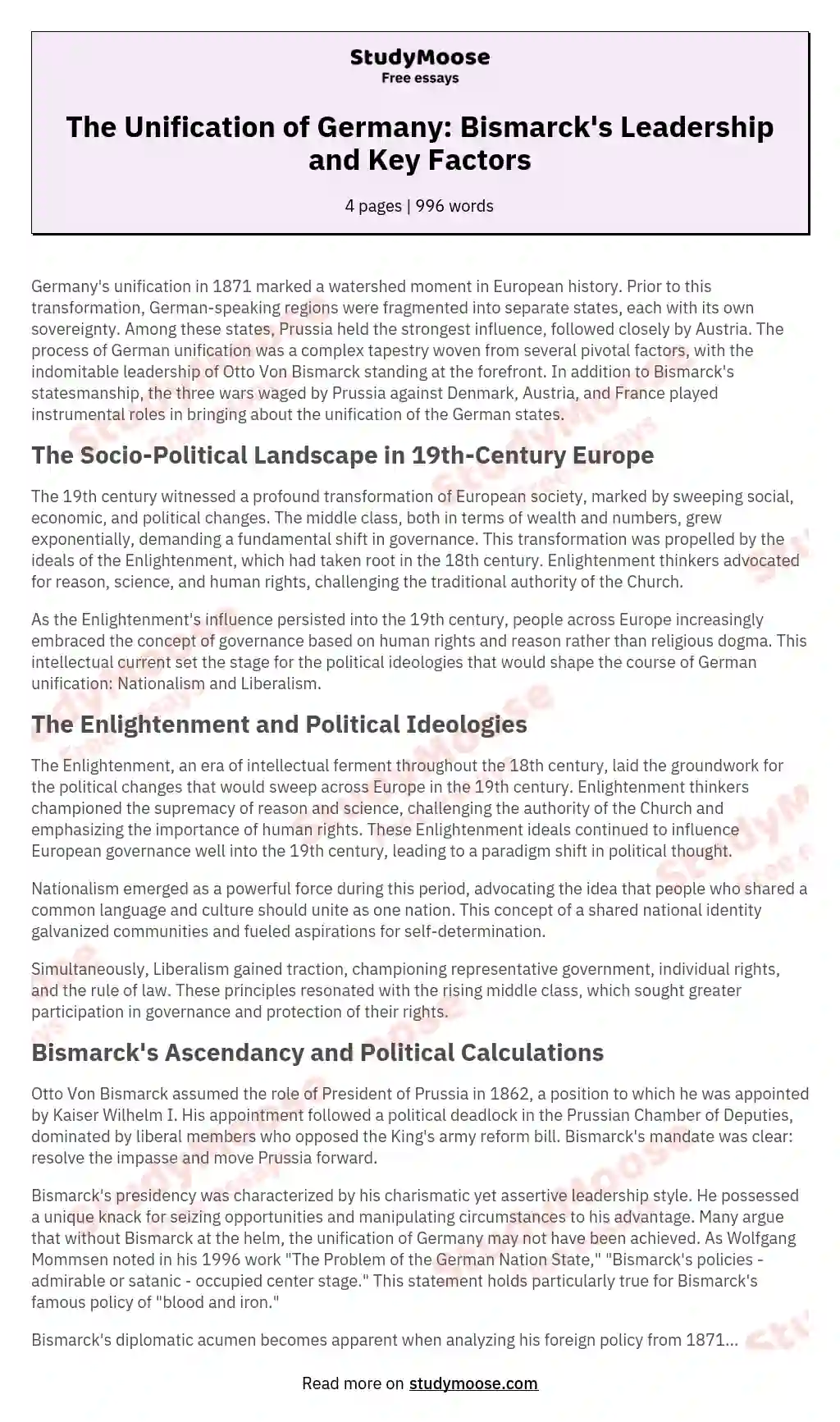 german unification essay pdf